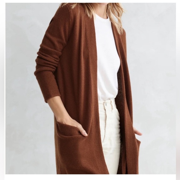 Jenni Kayne 100% CASHMERE Sweater Coat Cardigan cinnamon Open Front XS  $495 - Picture 2 of 9